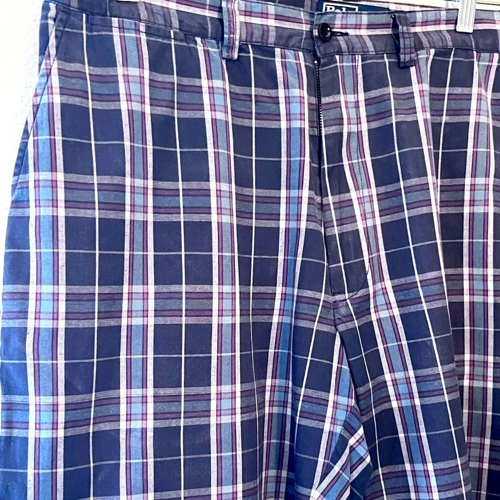 Polo Ralph Lauren Blue Burgundy Prospect Cotton Chino Preppy Shorts Size 36